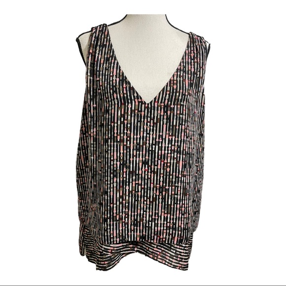 White House black market blouse v-neck sleeveless geometric pattern X-Large - Picture 8 of 9